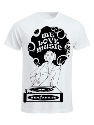 Bengans Dj Girl - T-Shirt White in the group MERCH / T-Shirt / Summer T-shirt 23 at Bengans Skivbutik AB (2474974r)