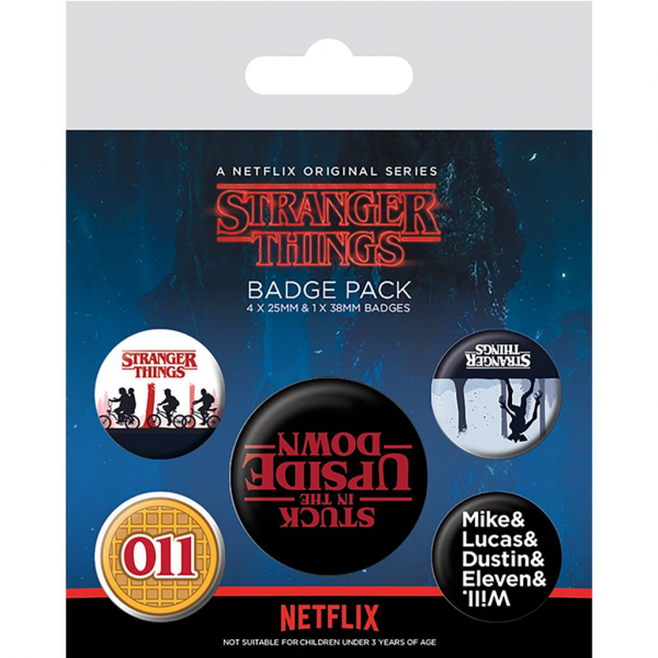 STRANGER THINGS - UPSIDE DOWN BADGE PACK in the group MERCH / Accessories / Pins & badges at Bengans Skivbutik AB (3587740)