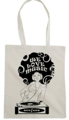 Bengans Tygpåse - We Love Music - Afro (Natur) in the group OTHER / Bengans Official Merch at Bengans Skivbutik AB (3739179)