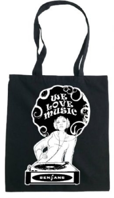 Bengans Tygpåse - We Love Music - Afro (Svart) in the group OTHER / Merch Tote Bags at Bengans Skivbutik AB (3739552)