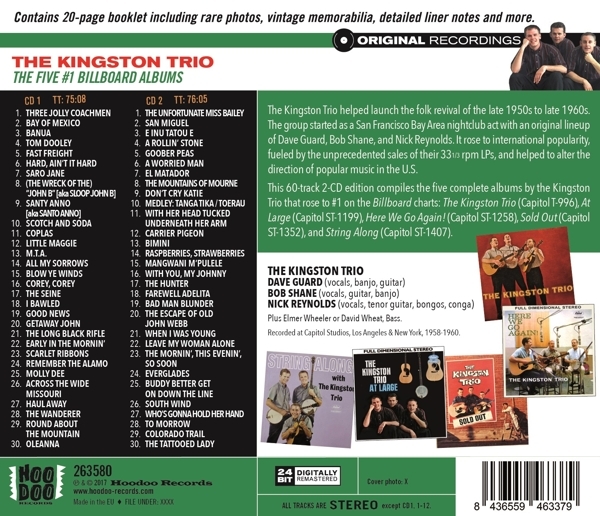 The Kingston Trio - Five #1 Billboard Albums in the group CD / Bestsellers at Bengans Skivbutik AB (3922601)