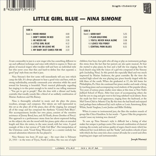 Nina Simone - Little Girl Blue in the group CD / Jazz/Blues at Bengans Skivbutik AB (3922953)
