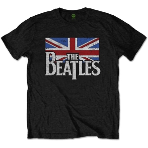 The Beatles - Drop T Logo & Vintage Flag Uni Bl    in the group MERCHANDISE / T-shirt / Pop-Rock at Bengans Skivbutik AB (3924020r)