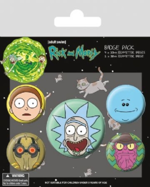 Rick and Morty - Rick and Morty (Heads) Badge Pack in the group CDON - Exporterade Artiklar_Manuellt / Merch_CDON_exporterade at Bengans Skivbutik AB (3944346)