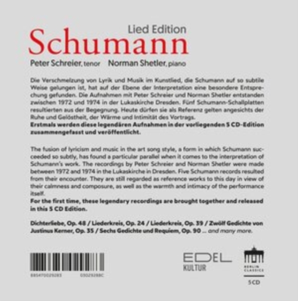 Schumann Robert - Lied Edition (5Cd) in the group CD / Klassiskt at Bengans Skivbutik AB (4248760)