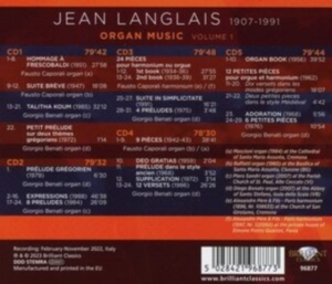 Langlais Jean - Organ Music, Vol. 1 (5Cd) in the group Externt_Lager /  at Bengans Skivbutik AB (4261318)