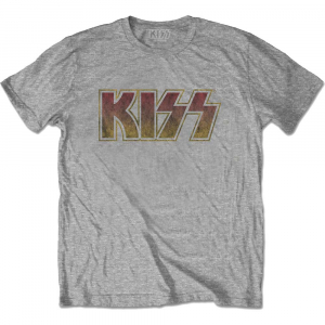 Kiss - Vintage Classic Logo (Medium) Unisex Grey T-Shirt in the group MERCH / T-Shirt / Summer T-shirt 23 at Bengans Skivbutik AB (4304049)