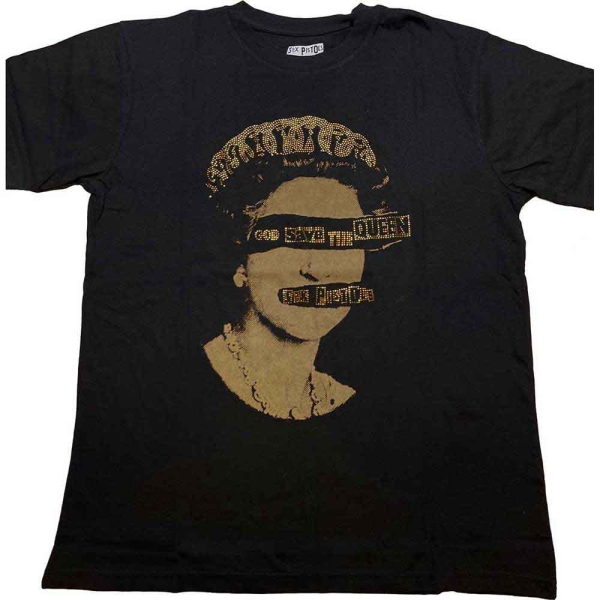 Sex Pistols - Gstq Diamante Uni Bl (Embellished) T-Shirt in the group MERCH / Clothing / T-shirts at Bengans Skivbutik AB (4307290r)