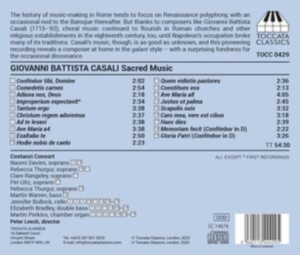 Casali Giovanni Battista - Sacred Music From Eighteenth-Centur in the group Externt_Lager /  at Bengans Skivbutik AB (5506118)