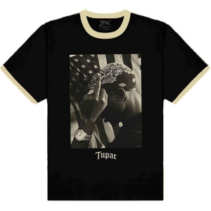 Tupac - Flag Photo Ringer Uni Bl    in the group MERCHANDISE / T-shirt / Hip Hop-Rap at Bengans Skivbutik AB (5524817r)