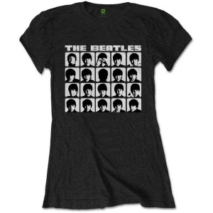 The Beatles - Hard Days Night Faces Mono Lady Bl    in the group MERCH / T-Shirt /  at Bengans Skivbutik AB (5527435r)