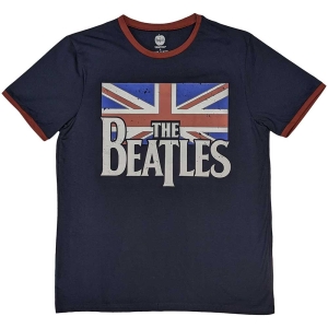 The Beatles - Drop T Logo & Vintage Flag Ringer Uni Na in the group MERCH / T-Shirt /  at Bengans Skivbutik AB (5527436r)