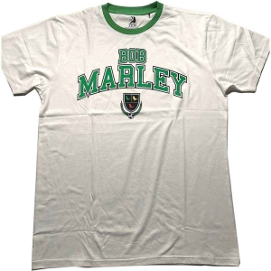 Bob Marley - Collegiate Crest Ringer Uni Wht     (L) in the group MERCHANDISE / T-shirt / Reggae at Bengans Skivbutik AB (5529764)