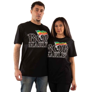 Bob Marley - Flag Logo Diamante Uni Bl    in the group MERCHANDISE / T-shirt / Reggae at Bengans Skivbutik AB (5529845r)