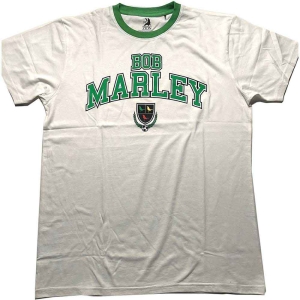 Bob Marley - Collegiate Crest Ringer Uni Wht    in the group MERCHANDISE / T-shirt / Reggae at Bengans Skivbutik AB (5529846r)