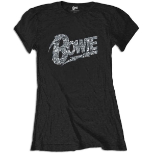 David Bowie - Flash Logo Diamante Lady Bl    in the group MERCH / T-Shirt /  at Bengans Skivbutik AB (5530250r)