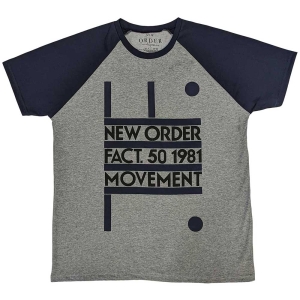 New Order - Movement Uni Grey/Navy Raglan:  in the group MERCH / T-Shirt /  at Bengans Skivbutik AB (5535337r)