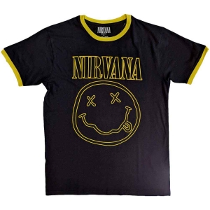Nirvana - Outline Smiley Ringer Uni Bl    in the group MERCH / T-Shirt /  at Bengans Skivbutik AB (5535362r)