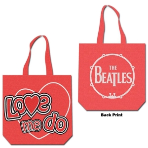 The Beatles - Love Me Do Cotton Red Tote B in the group MERCHANDISE / Merch / Pop-Rock at Bengans Skivbutik AB (5535695)