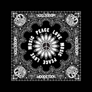 Woodstock - Peace Love Music Bandana in the group MERCHANDISE / Merch / Pop-Rock at Bengans Skivbutik AB (5536349)