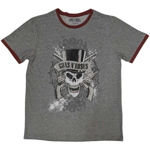 Guns N Roses - Faded Skull Ringer Uni Grey    S in the group MERCHANDISE / T-shirt / Nyheter / Hårdrock at Bengans Skivbutik AB (5542211r)