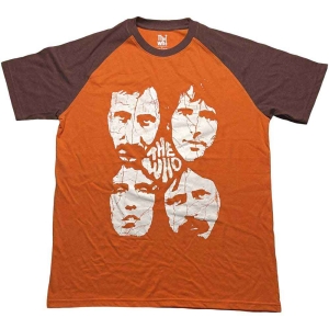 The Who - Faces Uni Orange/Brown Raglan:  S in the group MERCHANDISE / T-shirt / Nyheter / Pop-Rock at Bengans Skivbutik AB (5542578r)