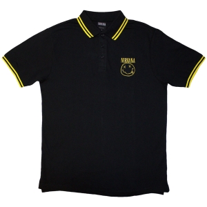 Nirvana - Yellow Smiley Uni Bl Piké:  in the group MERCHANDISE / T-shirt / Hårdrock at Bengans Skivbutik AB (5542819r)