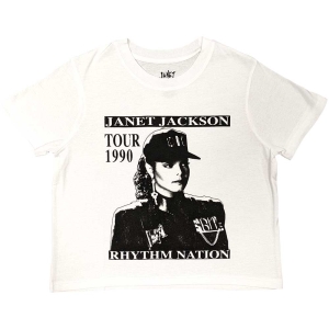 Janet Jackson - Rhythm Nation Uni Wht Crop Top:  in the group MERCHANDISE / T-shirt / Pop-Rock at Bengans Skivbutik AB (5543164r)