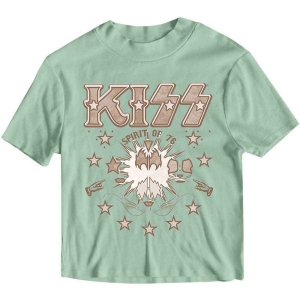 Kiss - Spirit Of '76 Lady Green Crop Top:  in the group MERCHANDISE / T-shirt / Hårdrock at Bengans Skivbutik AB (5543166r)
