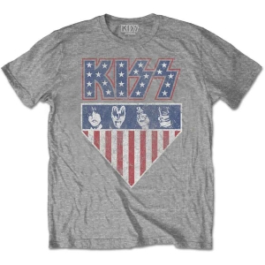 Kiss - Stars And Stripes Uni Grey  in the group MERCHANDISE / T-shirt / Nyheter / Hårdrock at Bengans Skivbutik AB (5544876r)