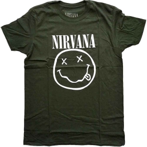 Nirvana - White Happy Face Uni Green  in the group MERCHANDISE / T-shirt / Nyheter / Pop-Rock at Bengans Skivbutik AB (5546459r)
