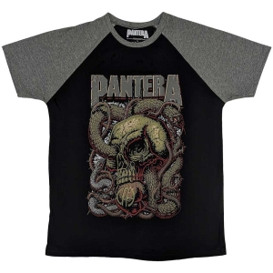Pantera - Serpent Skull Uni Bl/Grey Raglan in the group MERCHANDISE / T-shirt / Nyheter / Hårdrock at Bengans Skivbutik AB (5546634r)