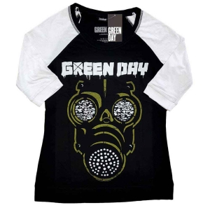 Green Day - Green Mask Lady Bl/Wht Raglan in the group MERCHANDISE / T-shirt / Nyheter / Punk at Bengans Skivbutik AB (5547132r)