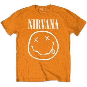 Nirvana - Happy Face Boys T-Shirt Orange in the group MERCHANDISE / Merch / Nyheter / Pop-Rock at Bengans Skivbutik AB (5548769r)