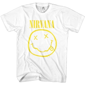 Nirvana - Happy Face Boys T-Shirt Wht in the group MERCHANDISE / Merch / Nyheter / Pop-Rock at Bengans Skivbutik AB (5548774r)