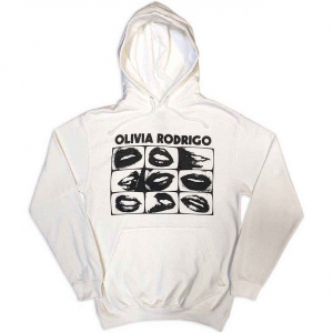 Olivia Rodrigo - Threshold Lips Grid Uni Wht Hoodie  in the group MERCH / Clothing / Hoodies at Bengans Skivbutik AB (5553915r)