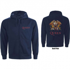 Queen - Classic Crest Navy Zip Hoodie in the group OTHER / Övrigt /  at Bengans Skivbutik AB (5553975r)