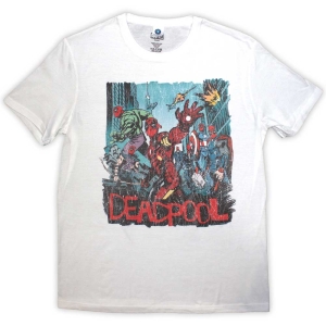 Marvel - Deadpool Hero Scene Vintage Wht T-Shirt in the group MERCHANDISE / T-shirt / Film-Musikal at Bengans Skivbutik AB (5562856r)