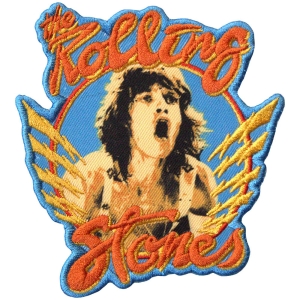 Rolling Stones - Mick & Orange Logo Printed Patch in the group MERCHANDISE / Merch / Pop-Rock at Bengans Skivbutik AB (5581875)