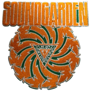 Soundgarden - Badmotorfinger Orange Green Woven Patch in the group MERCHANDISE / Merch / Pop-Rock at Bengans Skivbutik AB (5581877)