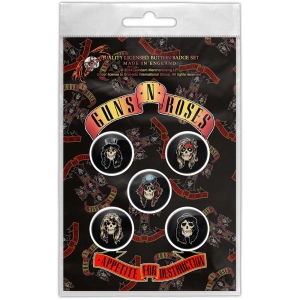 Guns N Roses - Appetite For Destruction Button Badge 5-Pack in the group MERCHANDISE / Merch / Hårdrock at Bengans Skivbutik AB (5581972)