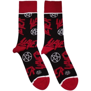 Slayer - Logos And Pentegrams Uni Bl Socks (Size 40-44) in the group MERCHANDISE / Merch / Hårdrock at Bengans Skivbutik AB (5586311)