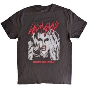 Lady Gaga - Born This Way Photo Uni Grey T-Shirt  (M) in the group MERCHANDISE / T-shirt / Pop-Rock at Bengans Skivbutik AB (5586626)