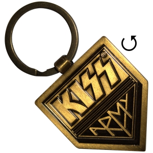 Kiss   - Gold Army Pennant Double-Sided Keychain in the group MERCHANDISE / Merch / Hårdrock at Bengans Skivbutik AB (5589258)