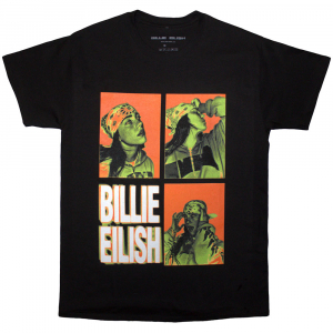 Billie Eilish - 3 Photo Logo Uni Bl T-Shirt in the group MERCHANDISE / T-shirt / Pop-Rock at Bengans Skivbutik AB (5593175r)