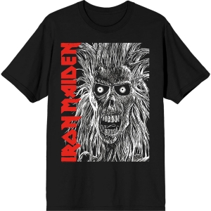 Iron Maiden - Eponymous Face Red Logo Uni Bl T-Shirt in the group MERCHANDISE / T-shirt / Nyheter / Hårdrock at Bengans Skivbutik AB (5628730r)