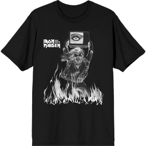 Iron Maiden - Est. 1975 Holy Smoke Flames Crop Uni Bl T-Shirt in the group MERCHANDISE / T-shirt / Hårdrock at Bengans Skivbutik AB (5628731r)