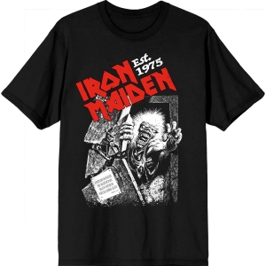 Iron Maiden - Est. 1975 No Prayer Grave Red Logo Uni Bl T-Shirt in the group MERCHANDISE / T-shirt / Nyheter / Hårdrock at Bengans Skivbutik AB (5628733r)