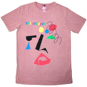 Strokes - Abstract Face Stone Wash Uni Kashmir Red T-Shirt in the group MERCHANDISE / T-shirt / Pop-Rock at Bengans Skivbutik AB (5628741r)