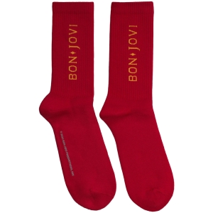 Bon Jovi - Original Logo Uni Red Socks (Eu 40-45) in the group MERCHANDISE / Merch / Nyheter / Pop-Rock at Bengans Skivbutik AB (5629357)